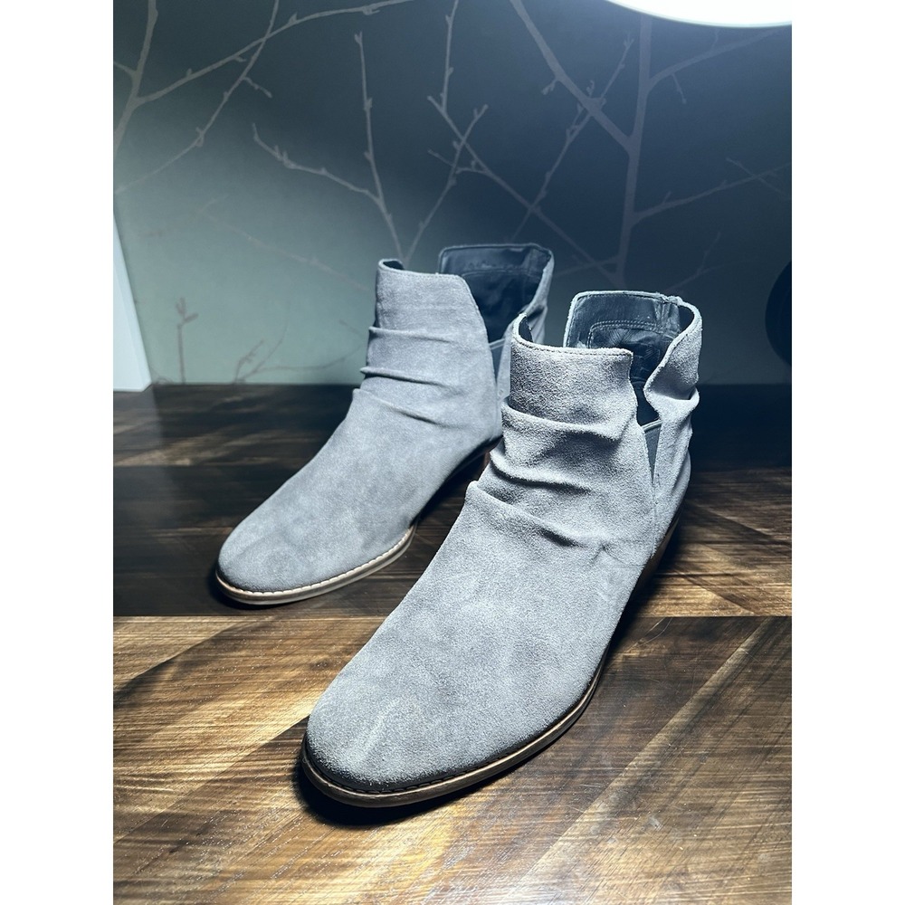 Cole Haan Alayna Slouch Ankle Booties Gray Suede Heeled Women's 8B Slip On